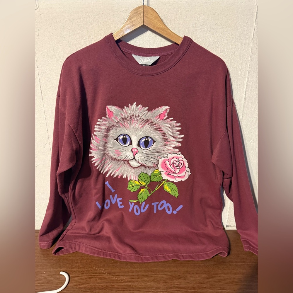 90’s Blair Cat Crewneck ‘I Love You Too’ Size Large